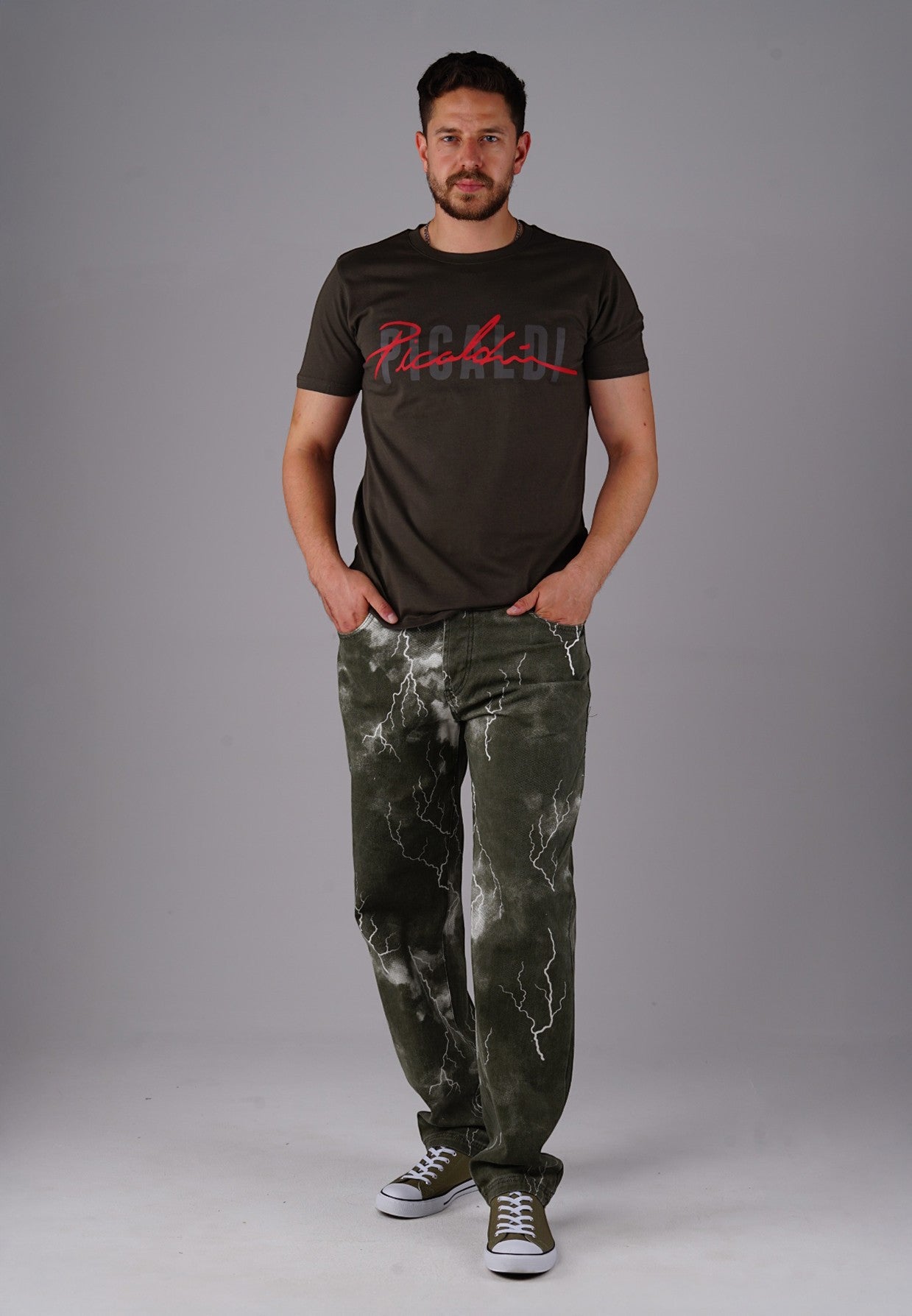 Picaldi Herren Jeans Zicco 472 Flash Khaki - Relaxed Tapered Fit - Dark Olive Thunder Wash